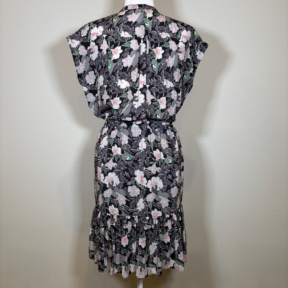 Rebecca Taylor Black and Pink Floral Silk Dress Size 6 - Picture 3 of 6